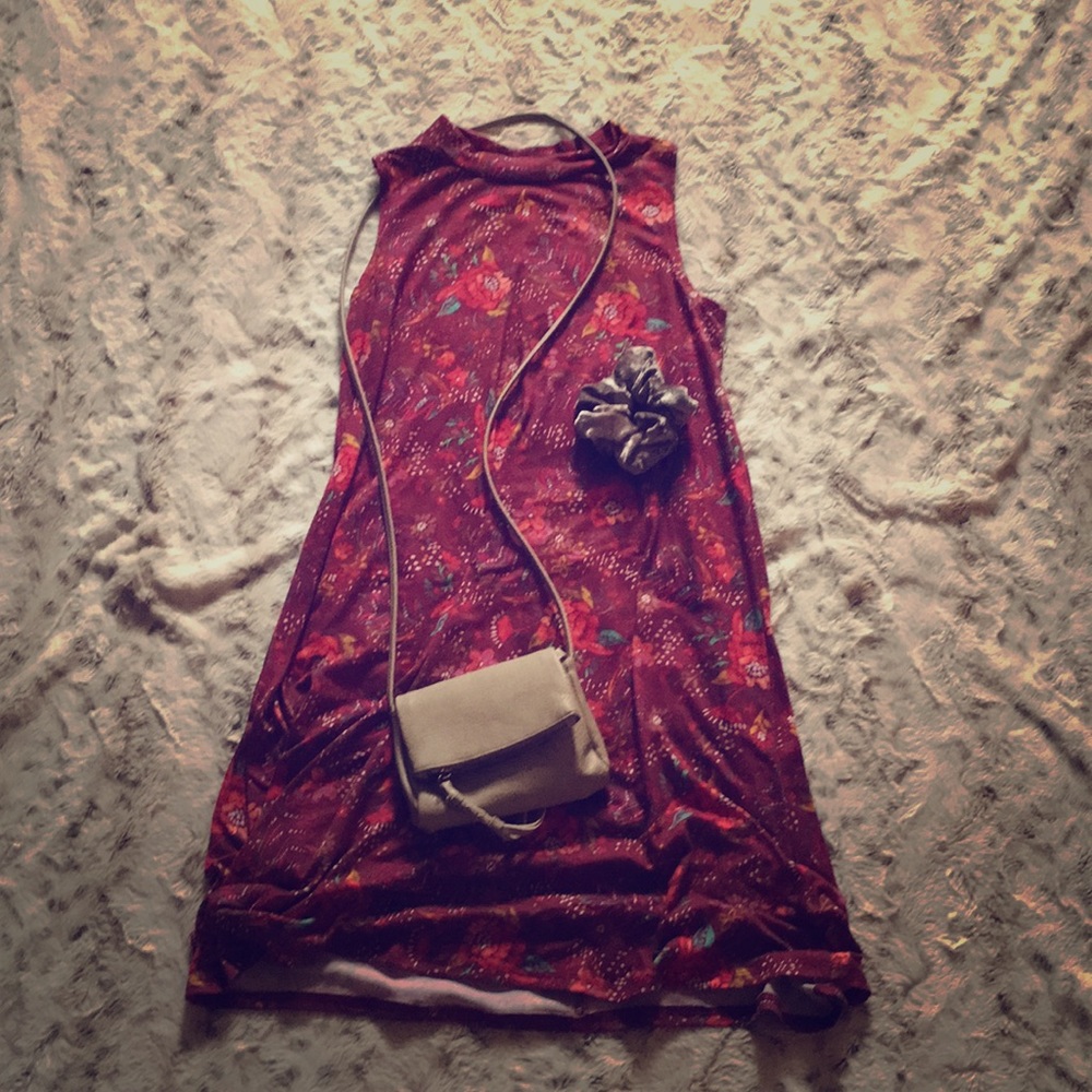 Patterned half turtleneck tank top dress